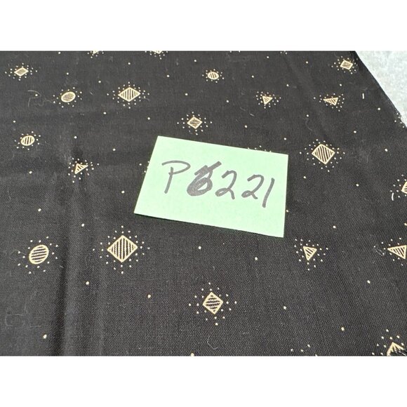 Black Cotton Fat Quarter Fabric 18x22" with Geometric Gold Accents Quilting & Cr - Picture 5 of 5